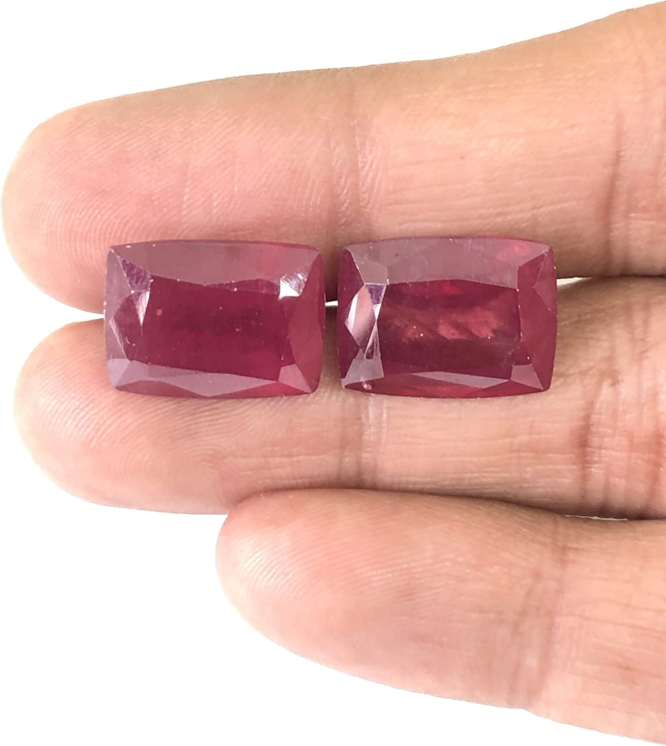 34.76 Ct Pair Ruby Cushion Shape Size 16x12 mm Cut Faceted Attractive High Quality Fine Loose Gemstone Best For Making Earring Jewelry