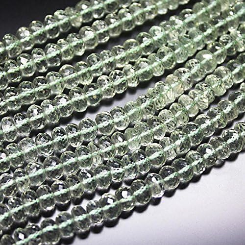 Natural Prasiolite Green Amethyst Faceted Rondelle Micro Gemstone Craft Loose Beads Strand 10