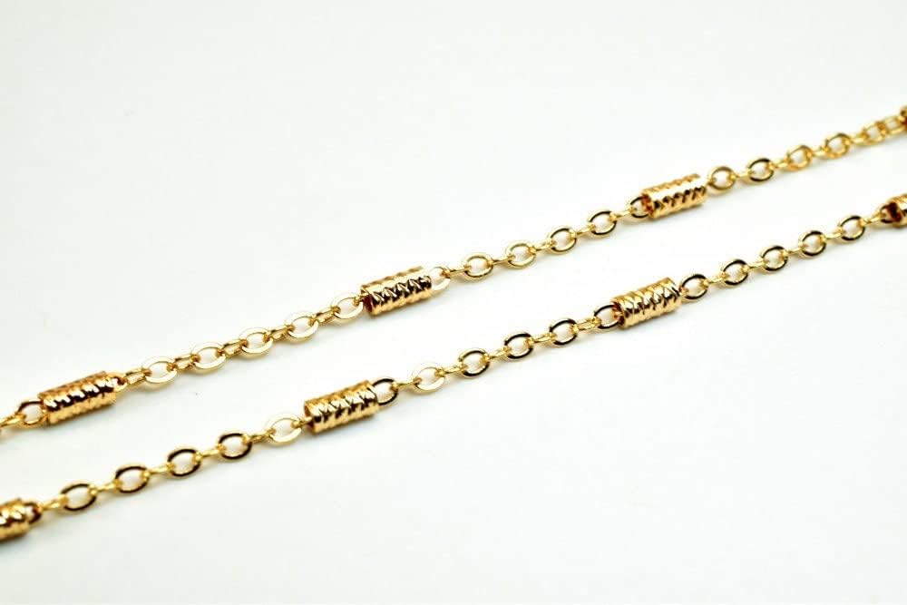 18K Pinky Gold Filled EP Flat Link Cable Chain/Bar Chain Width 2mm Thickness 0.25mm Finding Sold by Foot PGF10