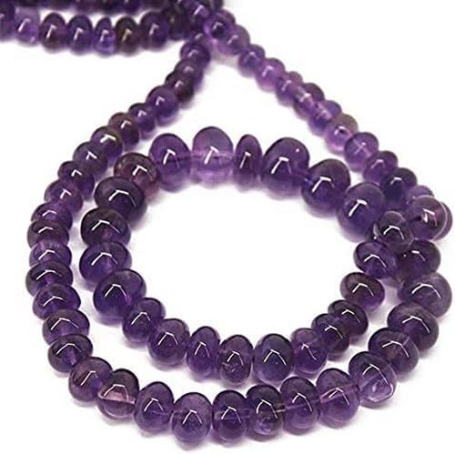 Beads Gemstone Natural Purple Amethyst Smooth Polished Gemstone Rondelle Gemstone Loose Craft Beads 18 Inch Long 5mm 9mm CHIK-STNRD-40986