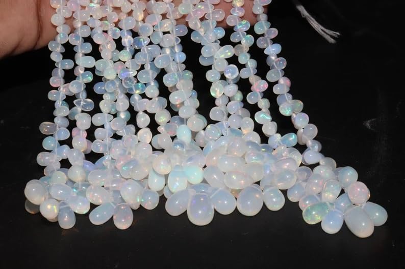 AAA+Ethiopian Opal Smooth Tear Drops Beads 3 * 5-6 * 8 mm Opal Plain Beads Fire Opal Beads Flashy Opal Bead for Making Jwelery