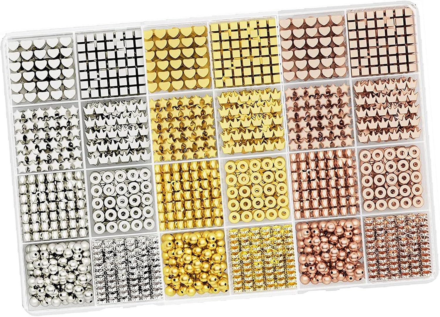 1740Pcs Spacer Beads Metal DIY Crafts Supplies Stylish Loose Beads for Pendants Charms Necklace Jewelry Findings Making Beading Supplies