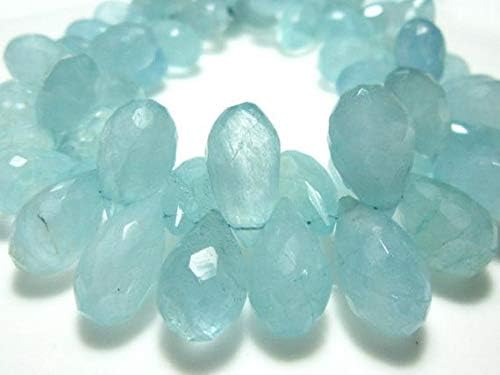 346 Carat-AA-Opaque Blue Aquamarine Faceted Tear Drops- 8 Inch Long Strand -Stones Measure- 13x7-17x9mm Code-HIGH-6820