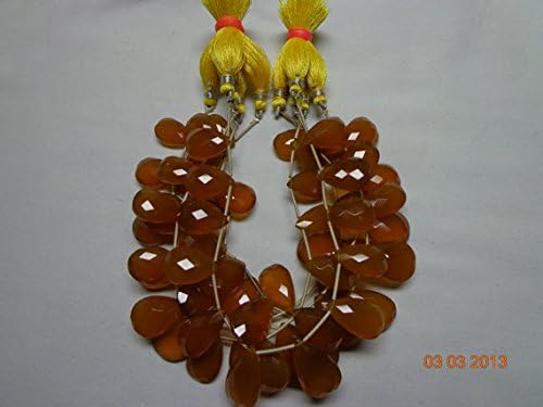 Hessonite Chalcedony Micro Faceted Pear Shape Briolette Beads-Chalcedony Briolette 18-19mm 12pcs