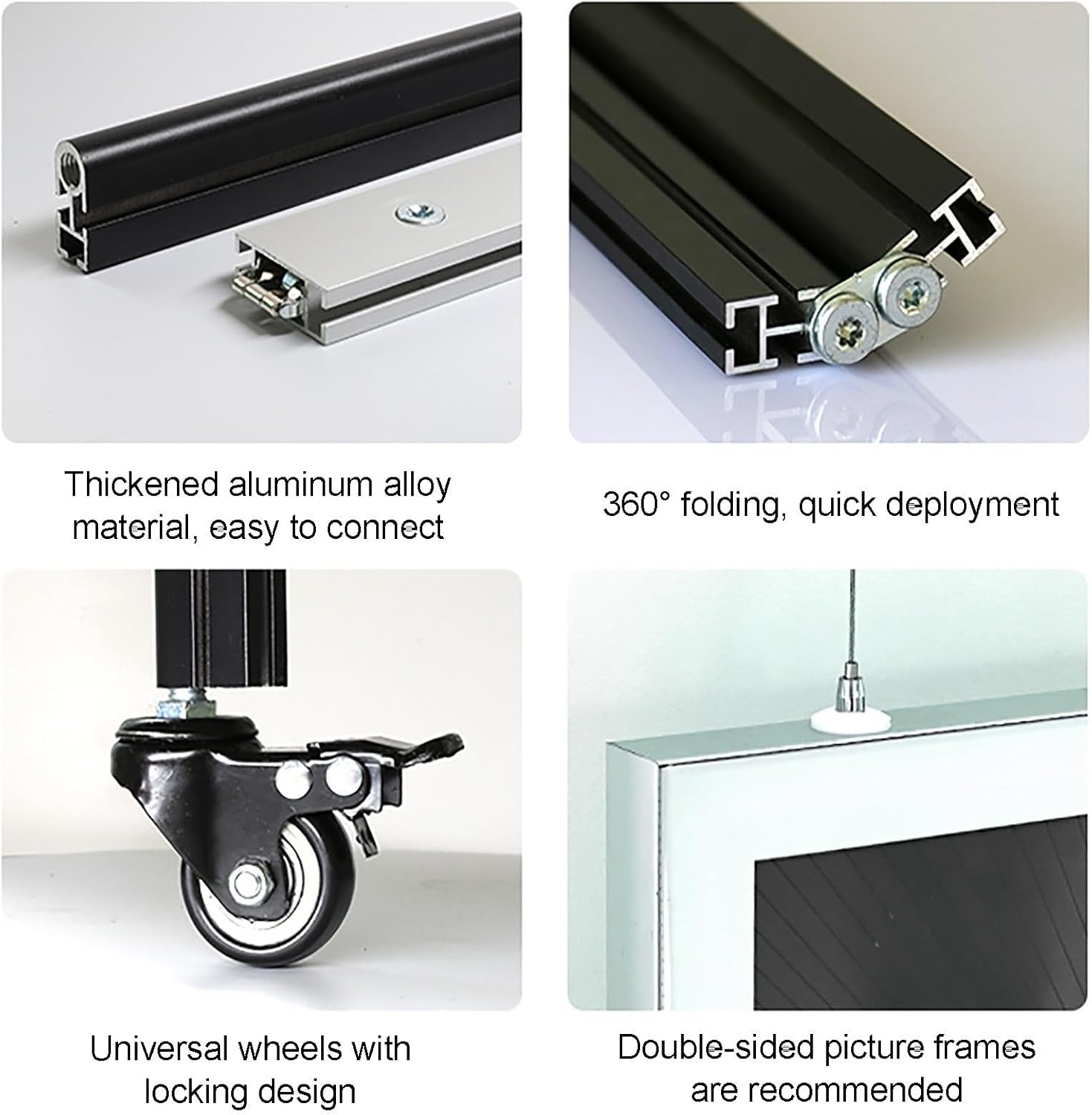 Folding Art Display Rack for Painting Exhibition, Aluminum Publicity Work Holder, Poster Stand, Portable Art Publicity Display Board, for Art Gallery, Craft Fair, Booth(3pcs-60x150cm/23.6x59in