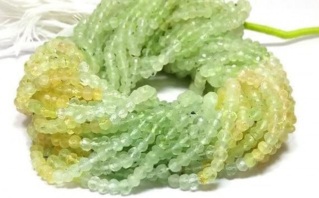 Natural Prehnite 3-4mm rondelle Faceted Loose Beads 13