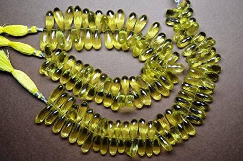 17-22mm Natural Lemon Quartz Green Gold Gemstone Microfaceted Tear Drop Briolette Beads-6 Beads/Strand