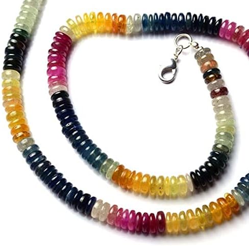 Beads Gemstone 1 Strand Natural Multicolor Sapphire 7MM Approx Smooth Heishi Beads 17.5 Inch Long Long Code-HIGH-11664