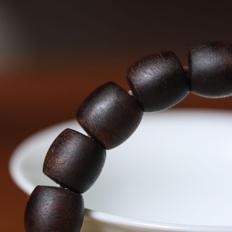 Vietnam Nha Trang Agarwood White Aquilaria Drum Bead 10mm×19 Pieces Sinking Cooling with Floral Honey Scent Prayer Beads Bracelet