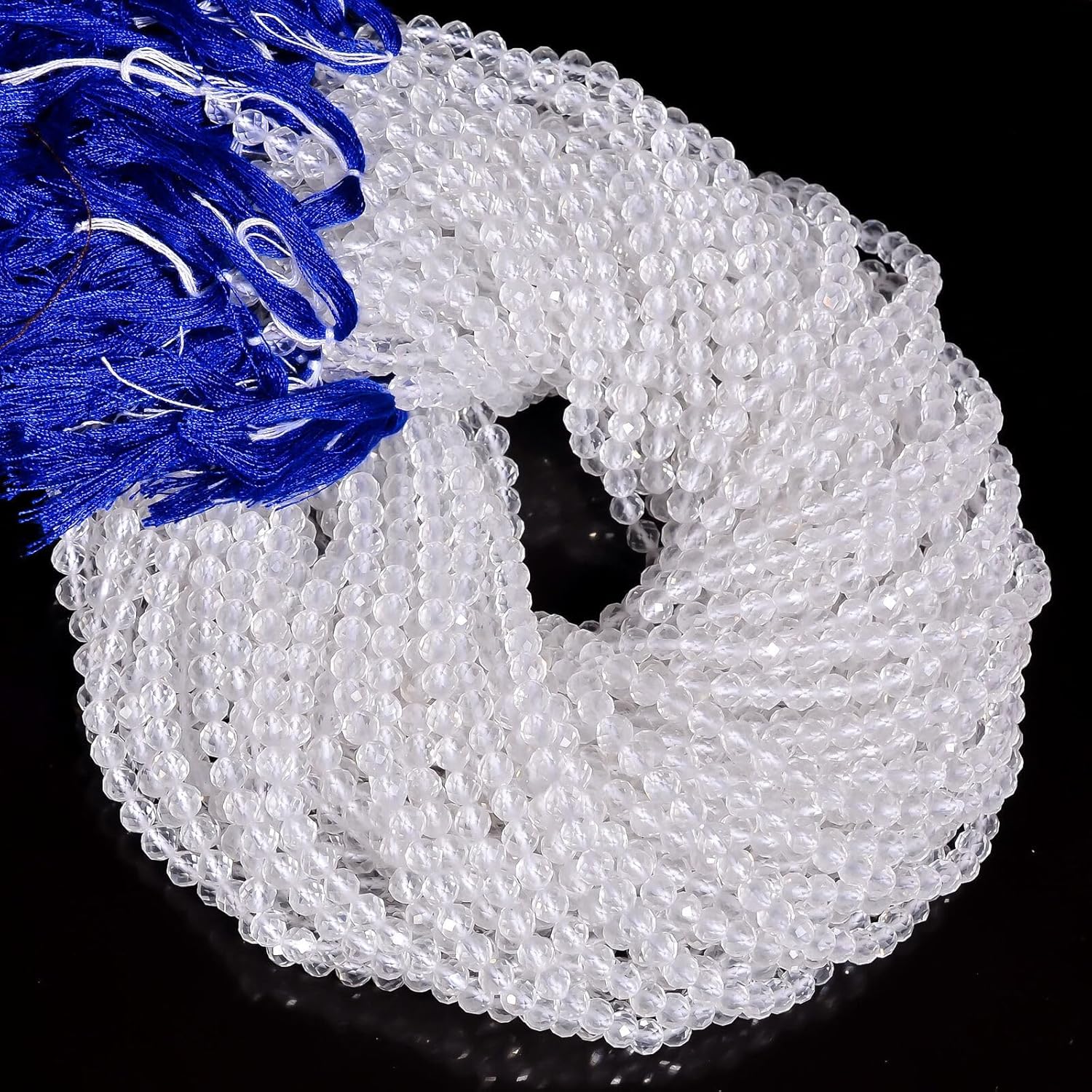 Natural White Crystal Gemstone Round Shape Faceted Beads 4X4mm 50 Strand 13