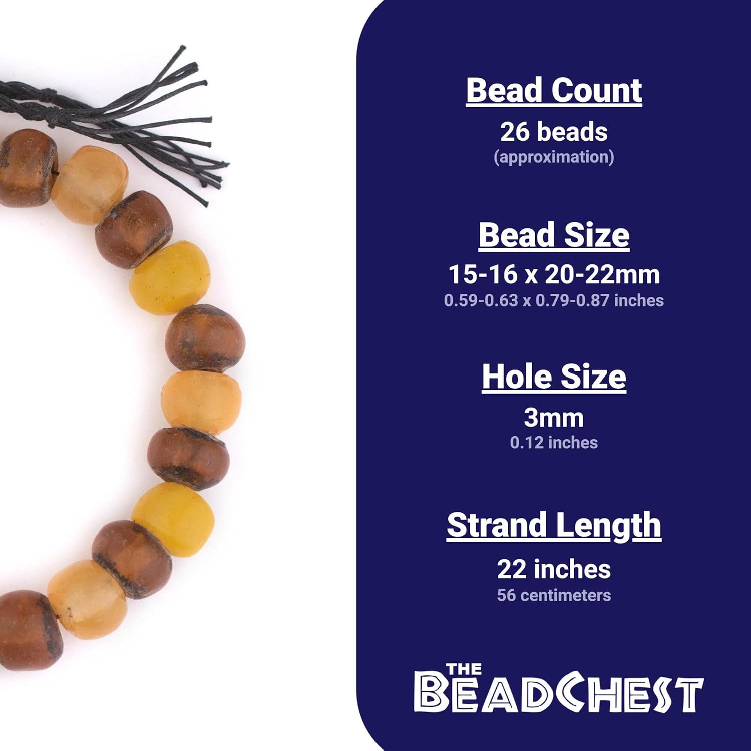 The Bead Chest Moroccan Translucent Amber Resin Beads Petite 21mm Morocco African Multicolor Round Large Hole 22 Inch Strand Handmade