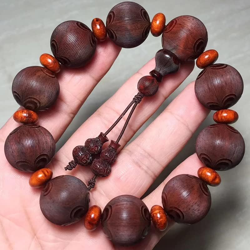 小叶紫檀1.8 * 10颗高油密 雕刻梅花珠佛珠手串念珠 搭配算盘珠隔片(小叶紫檀雕刻梅花珠)