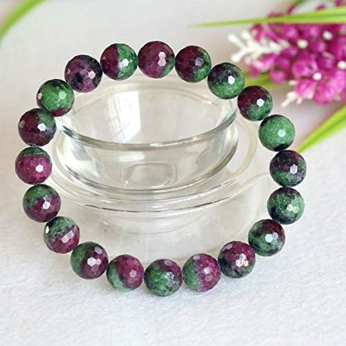 1 Strands Natural Half Green Red Ruby Zoisit Stretch Bracelet Faceted Round Beads 12mm 04352 Code-HIGH-30275