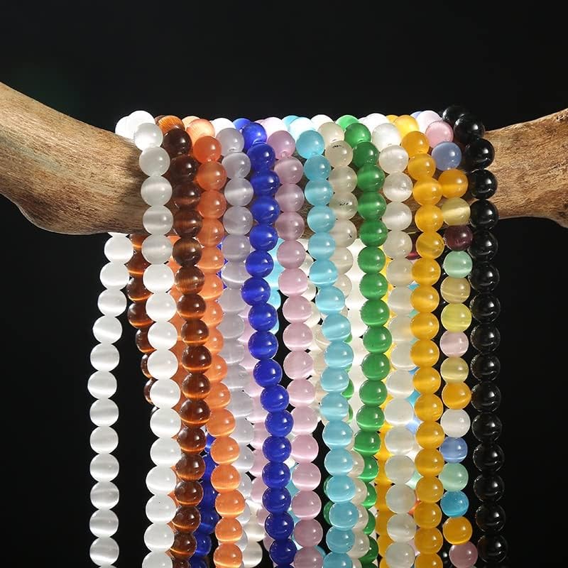 Cat's Eye Stone Scattered Beads Gradual Glass Beads semi-Finished DIY Jewelry Necklace Crystal Accessories(D,6mm) (Gray 4mm)