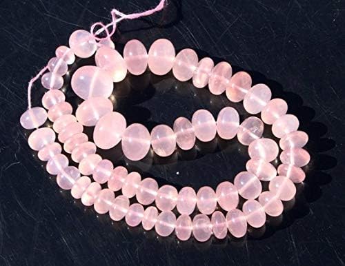 natural rose quartz smooth polished rondelle beads size 6-12mm semi precious loose 7.5