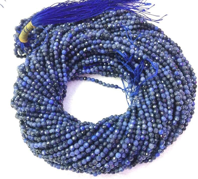 13 inch Strand of Natural gem Dumortierite, 3 mm Round Faceted Beads for DIY Jewelry Making. | Beads_03459, as per photo