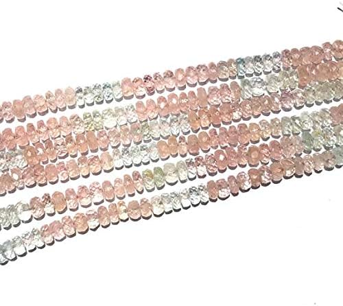Morganite Rondelle Faceted Beads, Natural Morganite Jewelry, Morganite Necklace, 15 Inch Strand Beads Gemstone Size 6 mm AAA Quality