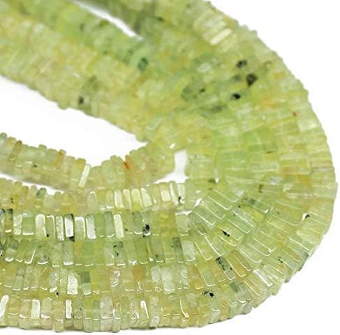 3 Strand Natural Green Prehnite Smooth Square Box Cube Gemstone Loose Craft Beads Strand 16 Inch Long 4mm 6mm Code-HIGH-26332