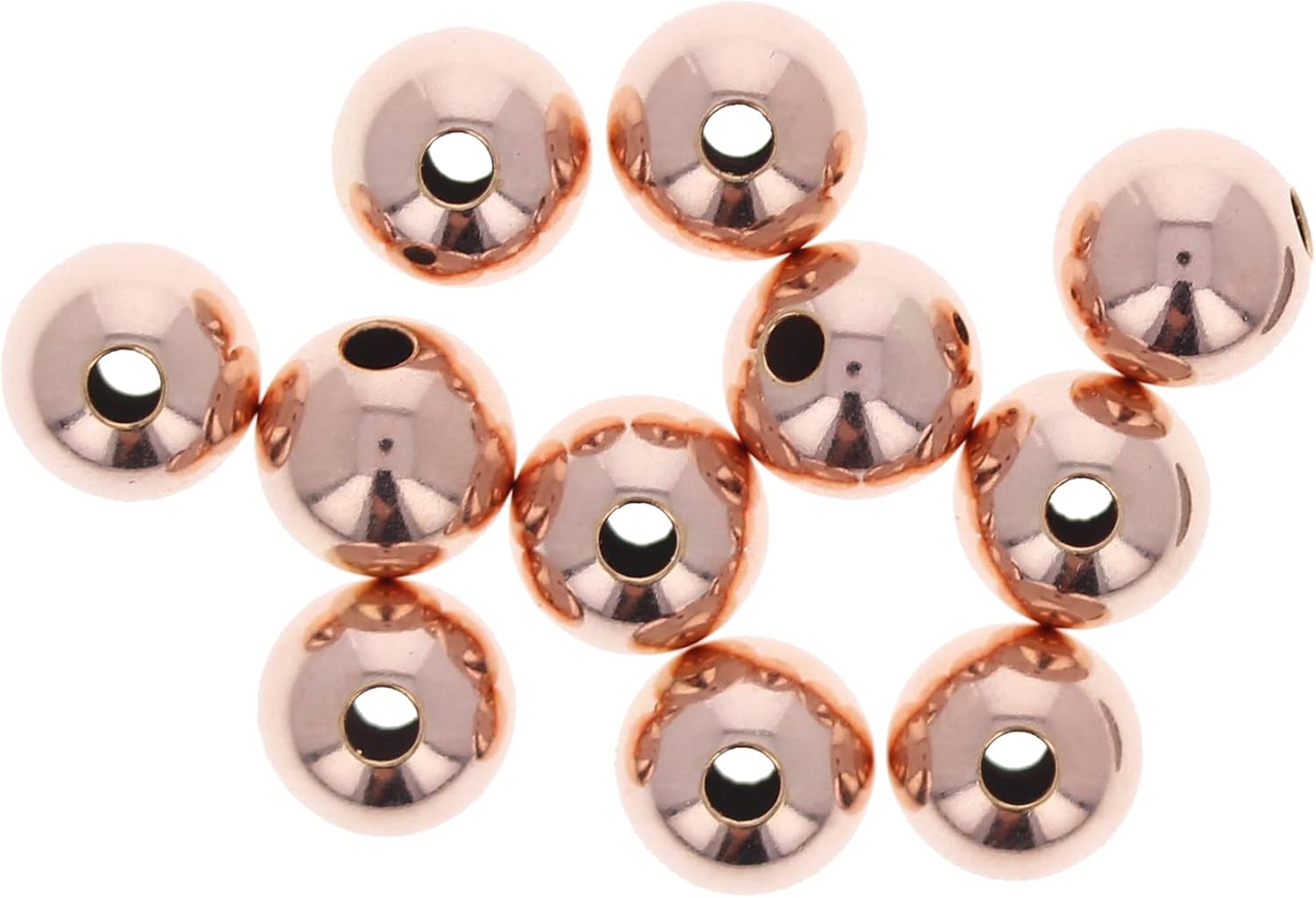 Rose Gold Filled 8mm Round Beads, 50 Pieces of Sterling Silver 8mm Round Beads with Pink Rose Gold Filling Seamless Rose Gold Beads