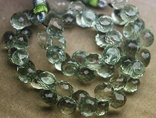 8 Inch Strand,Super Rare AAA Natural Green Amethyst Faceted Onion Shape Briolettes Size 8-9mm Code-HIGH-63631