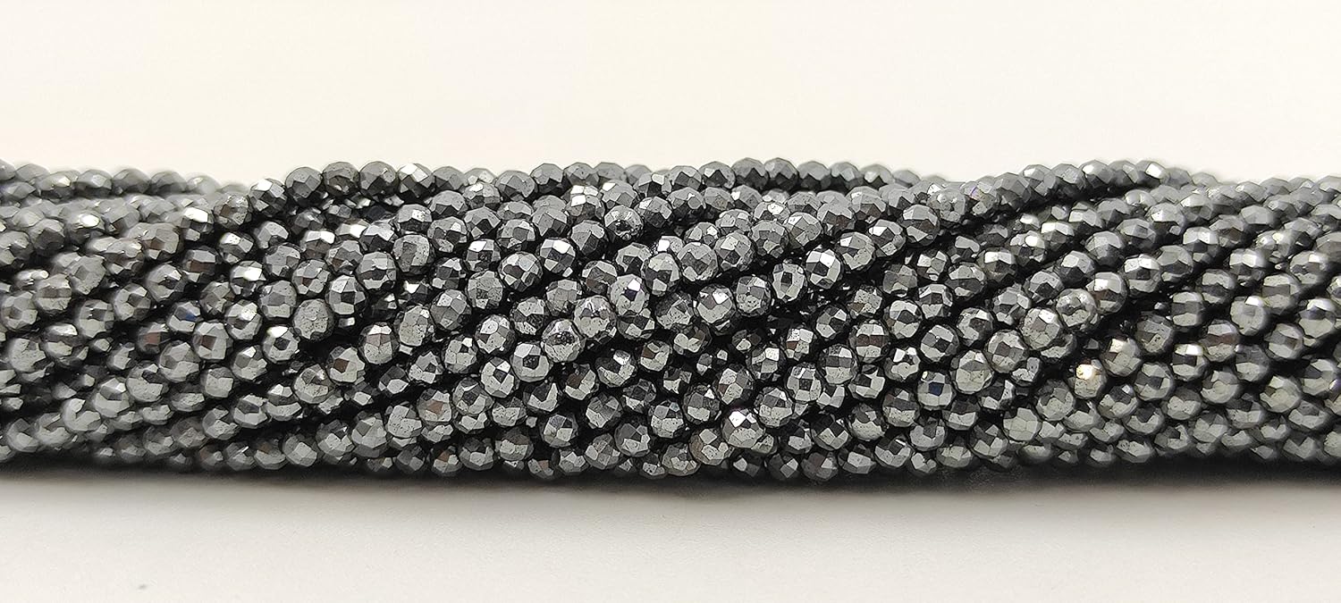 Hanumat Gems Lot of 5 Strands Natural Gunmetal Micro Cut Faceted Rondelle Beads,Gunmetal Faceted Beads,Gunmetal Rondelle Bead,Gunmetal Micro Cut Bead,2-2.5MM Beads,13 Strand.