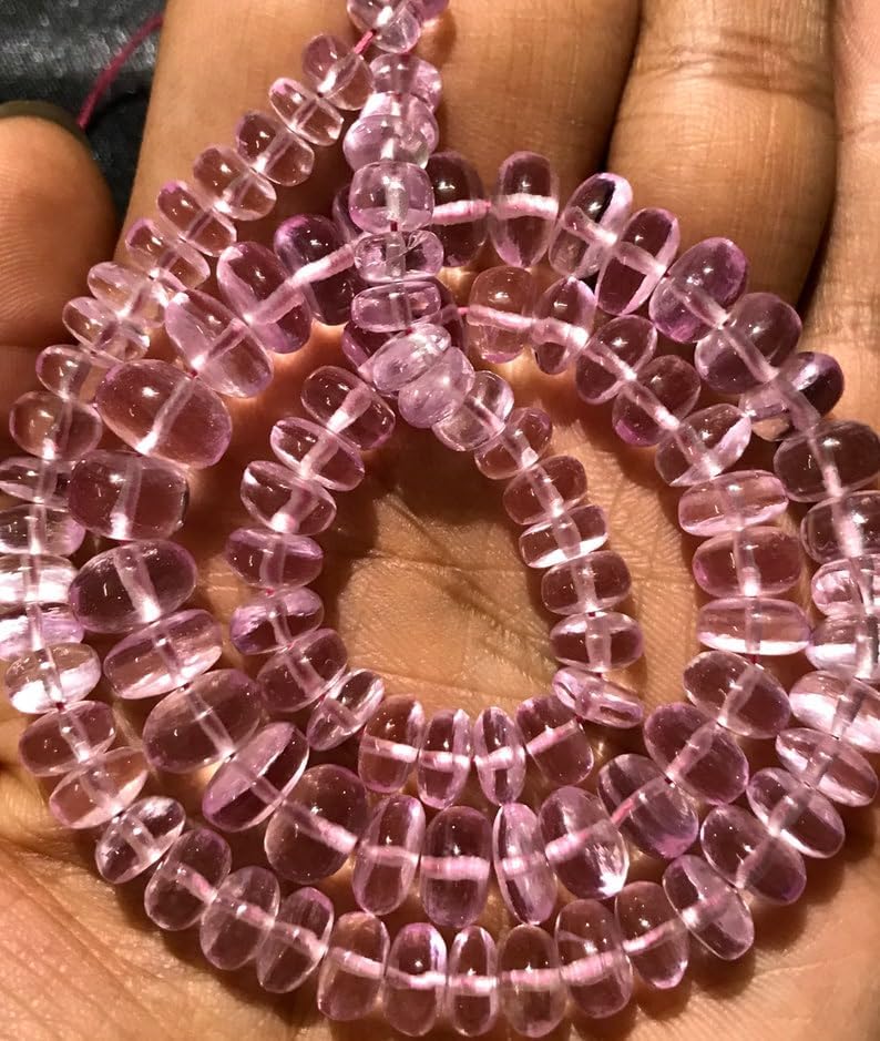 Natural MORGANITE RONDELLE soomth Beads 6x9 18 inch Long String Jewelry Making Gemstone Beads for Necklace Bracelet