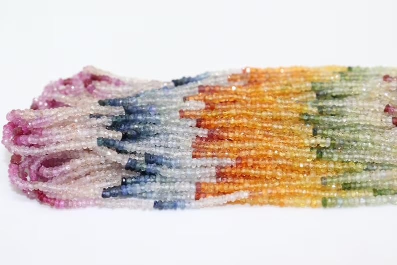 Multi Sapphire Faceted Rondelle Beads 2.5 mm Multi Rainbow Beads Multi Sapphire Beads Wholesale Beads Sapphire Multi Beads