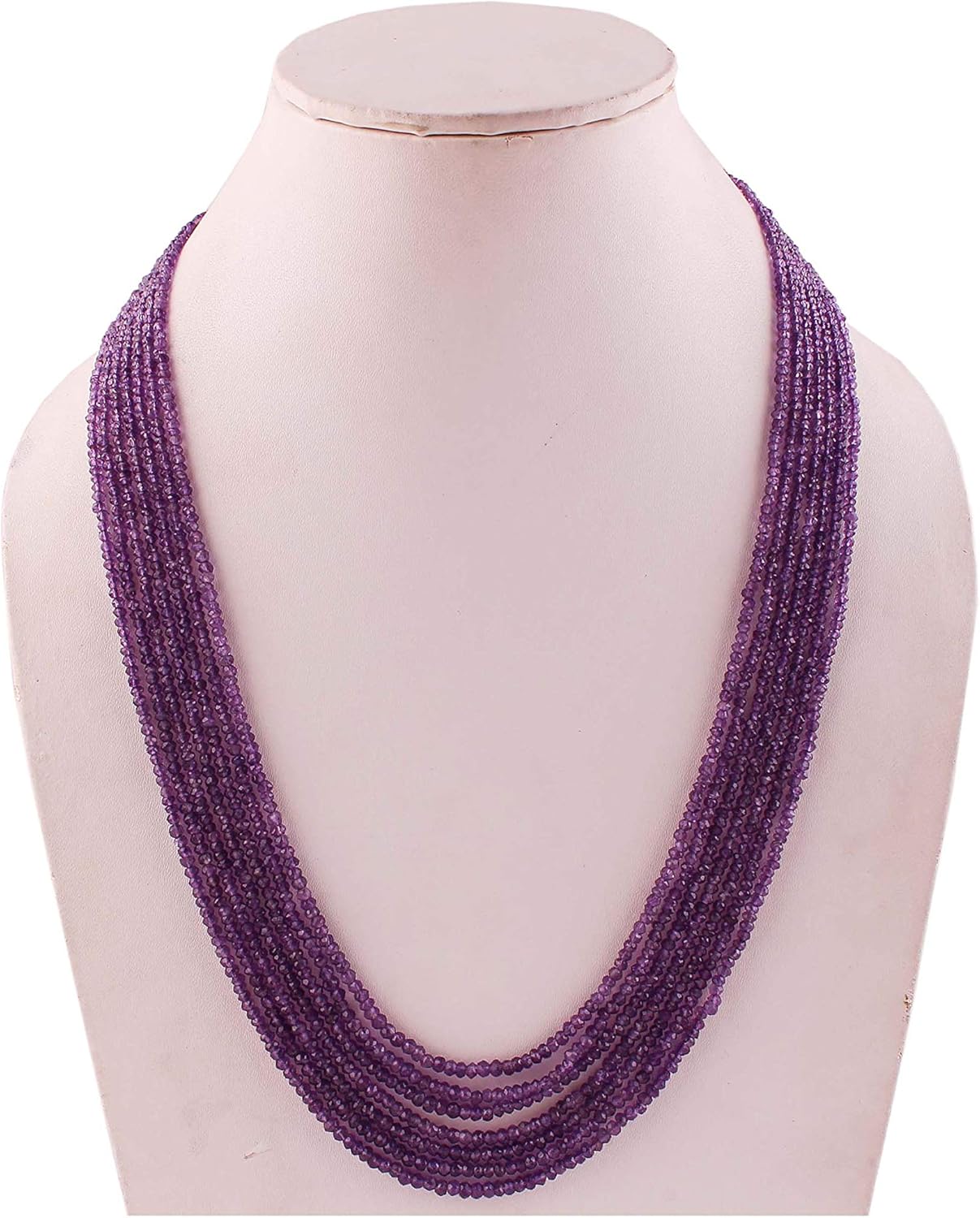 Natural Amethyst Gemstone Beaded Necklace for Women, Gemstone Necklace Chakra, Gemstone Necklace, Gemstone Necklace Beads, Gemstone Beads for Jewelry Making, 18