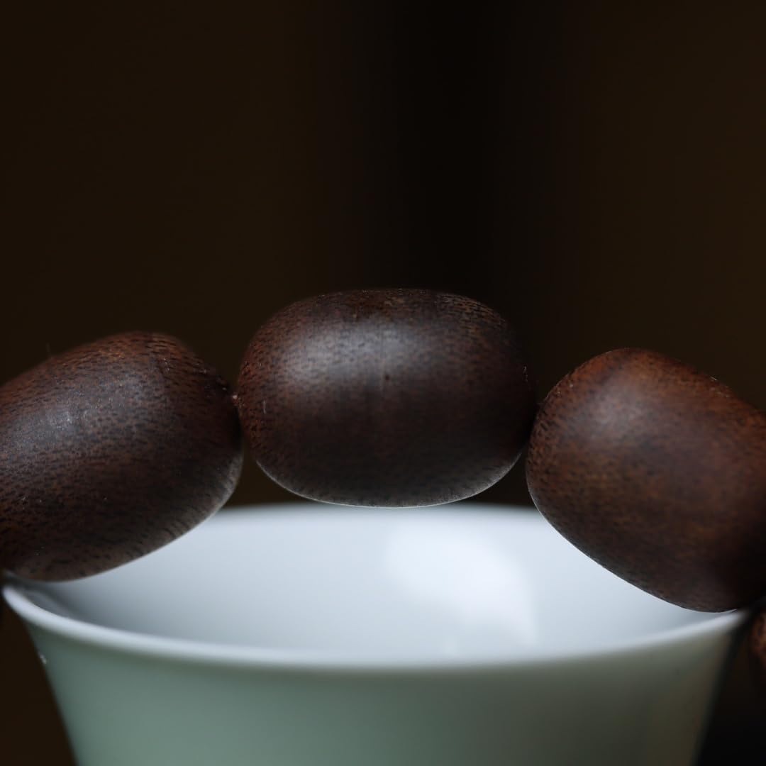 Hainan Green Agarwood Jujube Beads - Fully Matured Honey-Formed Floral Honey Sweetness 1.4×1.6×12mm Sink-Grade