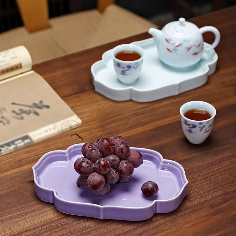 Tray Ceramic Tea Tray Tea Tray Dry Tea Table Tea Table Afternoon Tea Snack Tray Snack Fruit Tray Tea Tray Serving Trays(A)