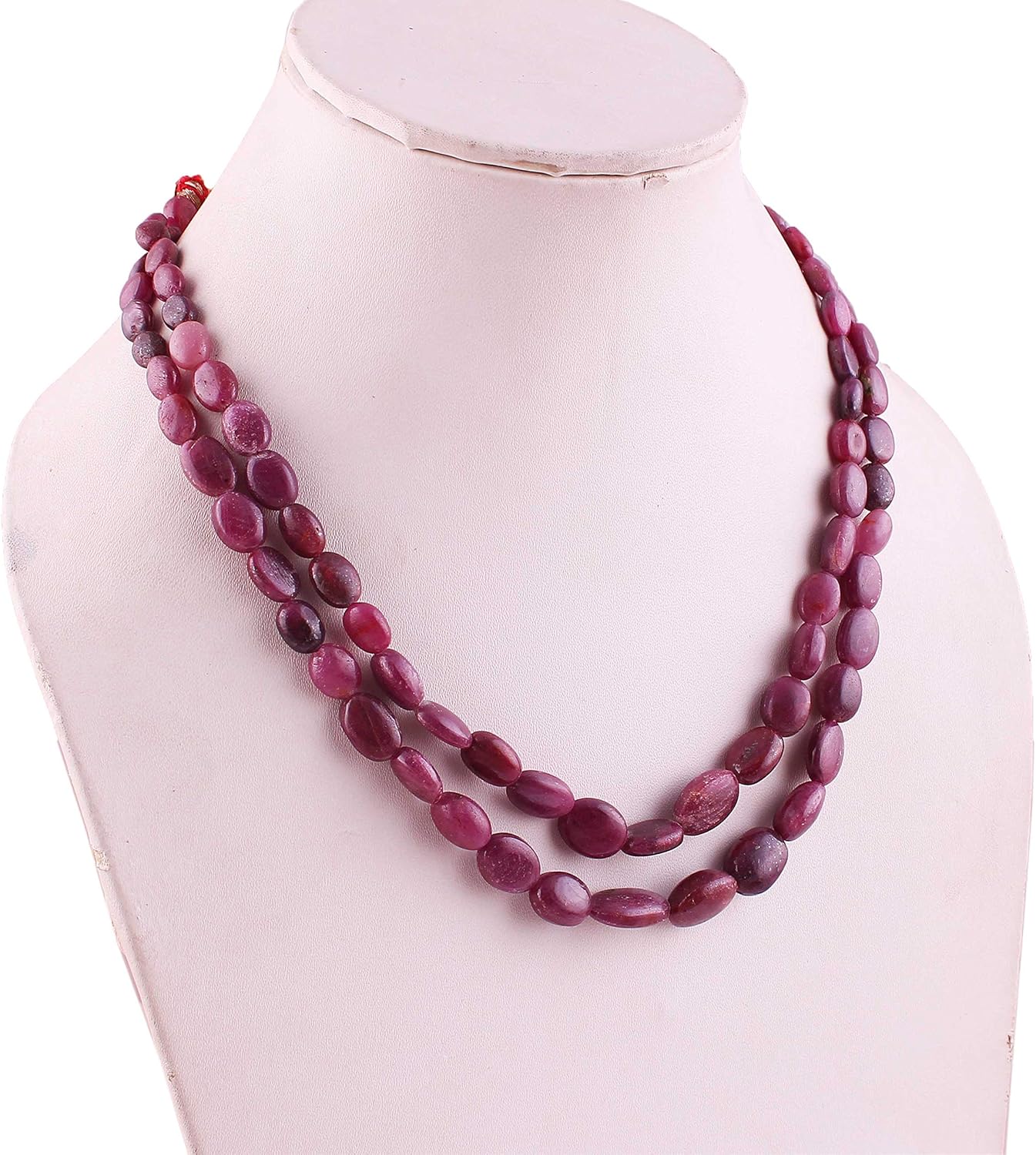 Natural Gemstone red Ruby Plain Oval Shape Beads Necklace for Women | 13 inch Gemstone Necklace|Loose Beads for Jewelry Making | Healing Beads Necklace