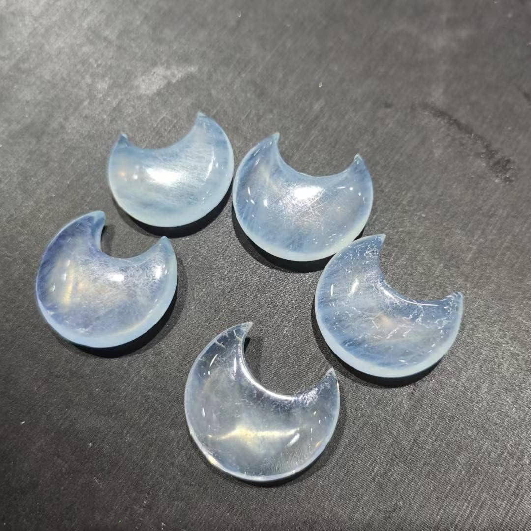 5pcs Natural Aquamarine Crystal Mini Star and Moon for DIY (Color : Star)