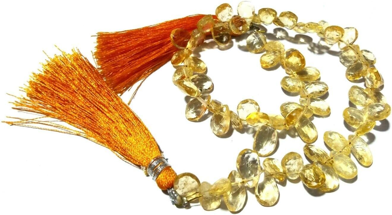 Natural Citrine Pear Almond Faceted 7x9-8x10mm Loose Beads 7