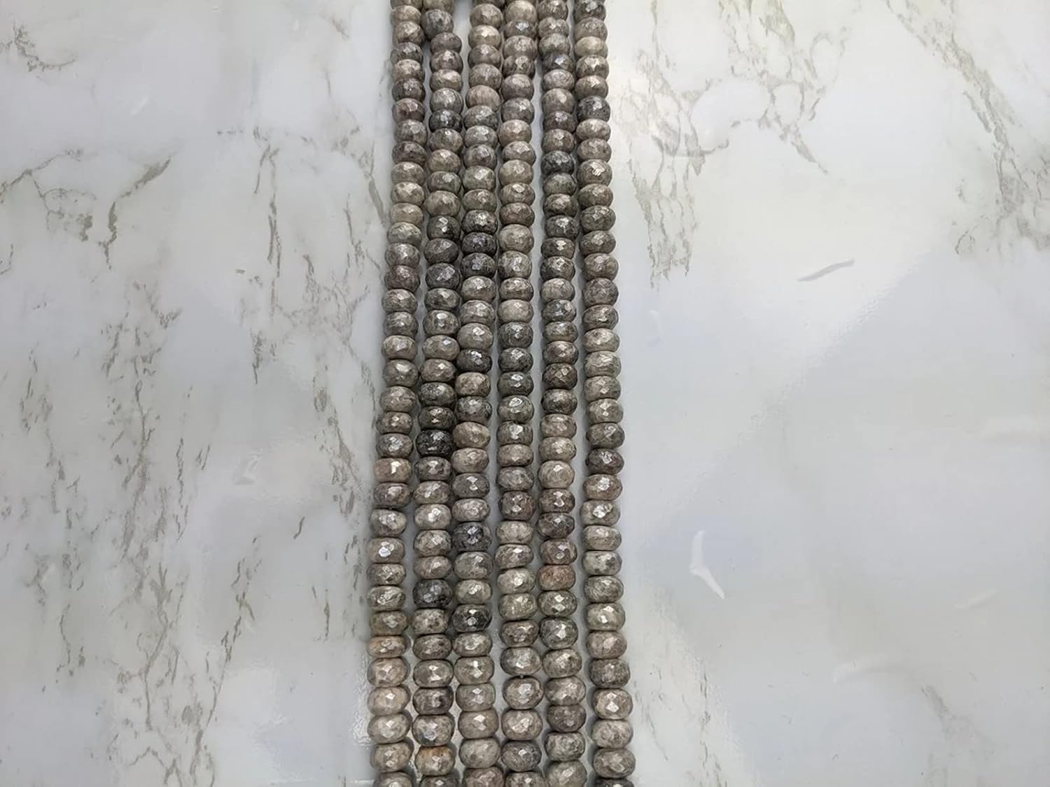 1 Strand Coated Gray Agate 9mm Faceted Rondelles 13
