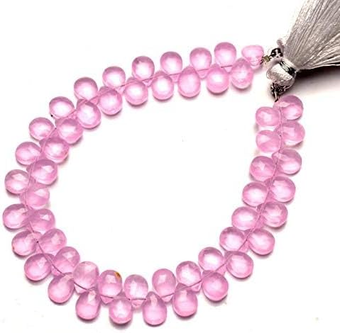 GEMZ 13 inch Strand of Natural morganite Quartz pear Shape Faceted Cut Pink Color briollete Beads for DIY Jewelry Making- Earring Necklace Bracelet.