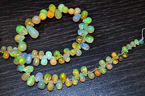 LOVEKUSH LKBEADS Flash Ethiopian Opal Smooth Drops 3x4 to 5x10 mm, 8 inch Strand Code-HIGH-45878