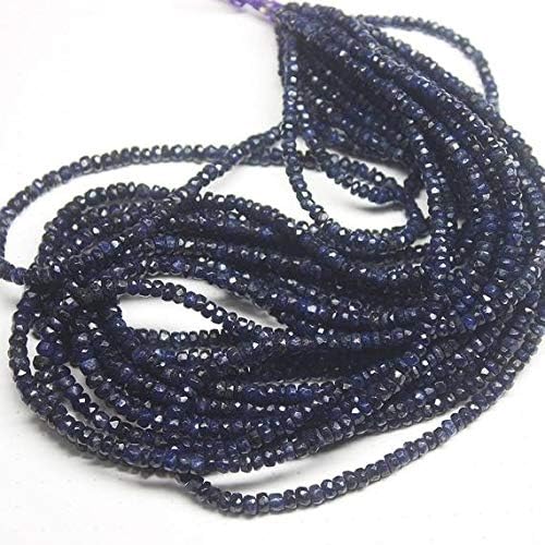 13 Strands Natural Blue Sapphire Faceted Loose Rondelle Gemstone Craft Beads Strand Lot 16 Inch Long 2.5mm 4mm Code-HIGH-27941