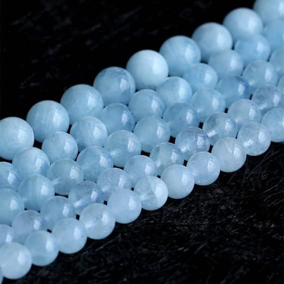 Beads Gemstone 1 Strands Natural Green Blue Aquamarine Semi-Precious Stones Round Loose Beads 6mm 16 Inch Long 05208 Code-HIGH-29770