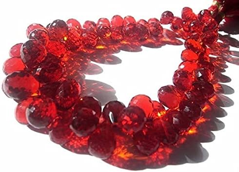 Full 7 Inches Strand. Red Quartz Micro Faceted Tear Drop Briolettes Size- 9x5-12x8mm