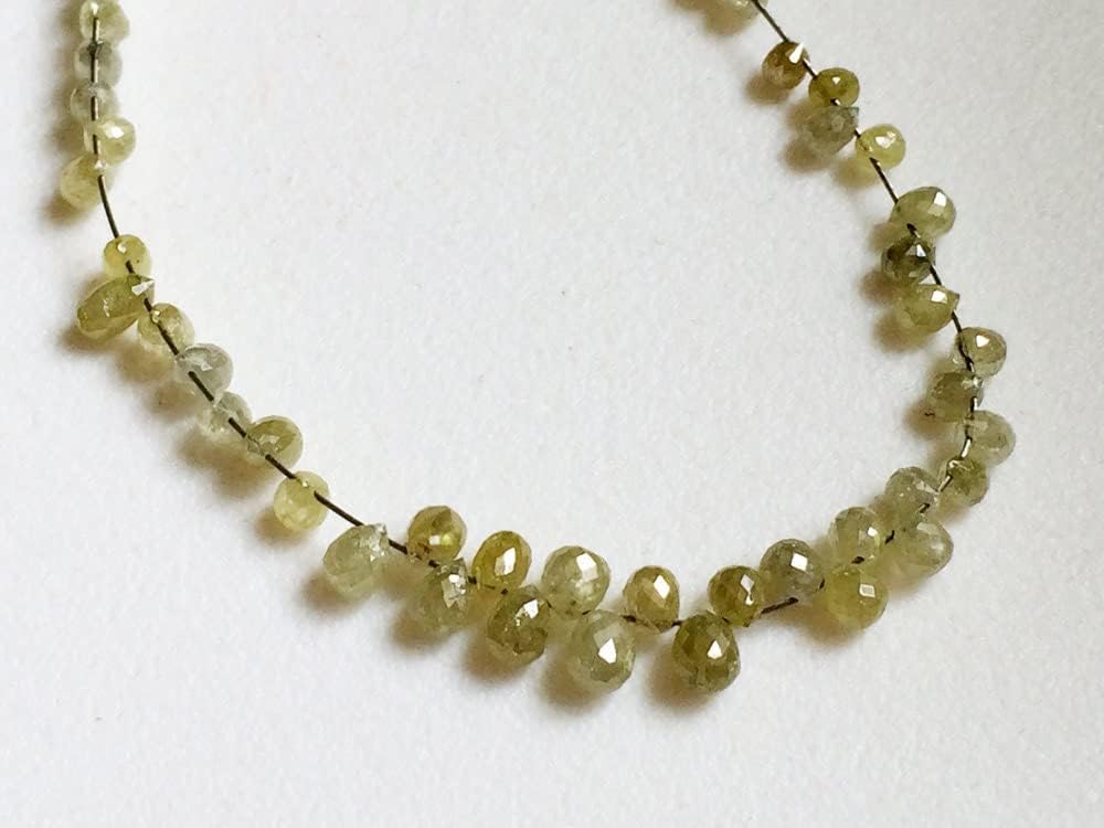 2x2.5mm-2x3mm Yellow Diamond Faceted Briolette Beads, Natural Sparkling Rough Diamond Tear Drops, Diamond Drops For Jewelry (2Pcs To 10Pcs), 2x2.5 MM-2x3 MM