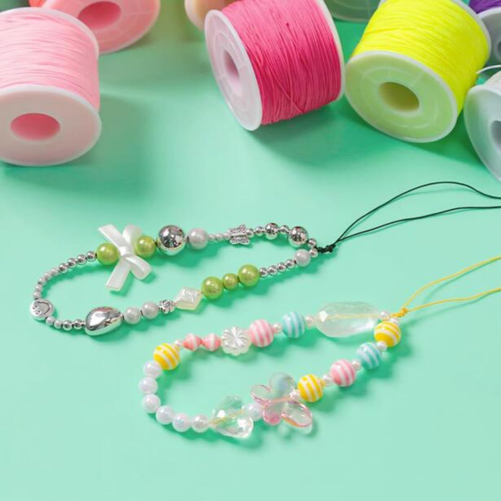 Beading Cords, 130M 0.8mm Braided Nylon Beading Cord Chinese Knotting Rattail Macrame Thread String Roll for Jewelry Making Beading Macramé Wrapping Supplies DIY Crafts(Fluorescentorange)