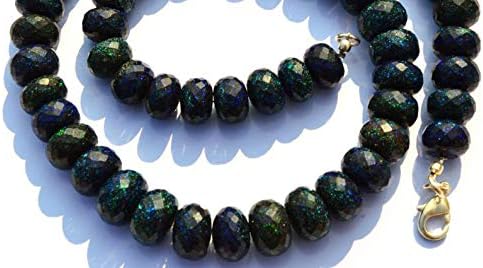 Very Rare Natural Gem Australian Matrix Black Opal Big 10 to 11MM Faceted Rondelle Beads 17 Inch Full Strand Finished Necklace Rare Gem