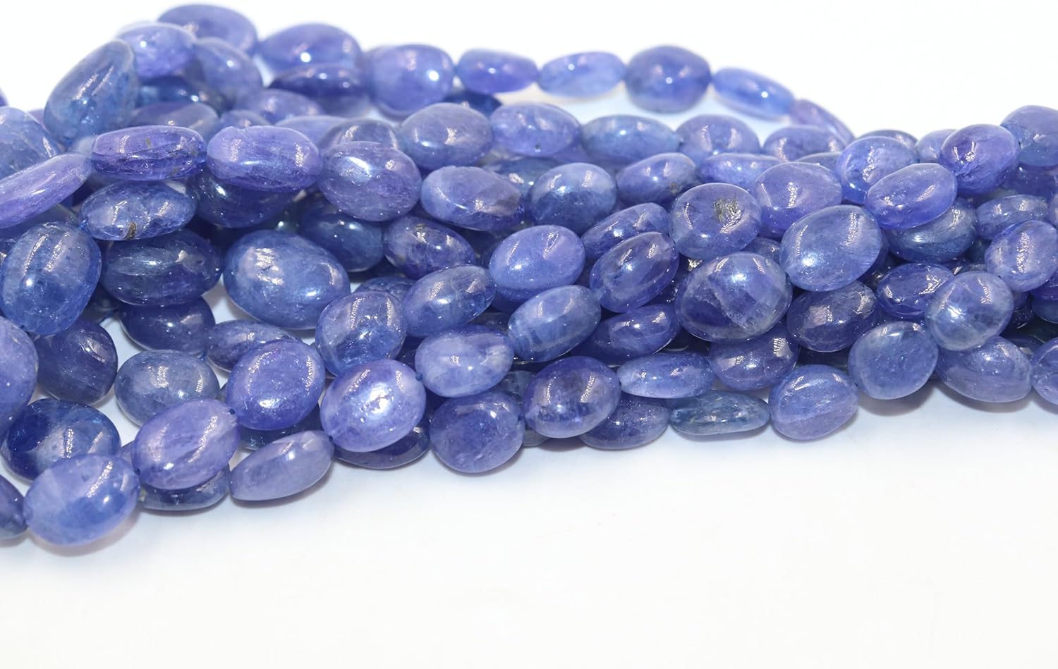 Natural AAA Tanzanite Smooth Oval Beaded Strand, Genuine Blue Gemstone, 7x9-8x10mm