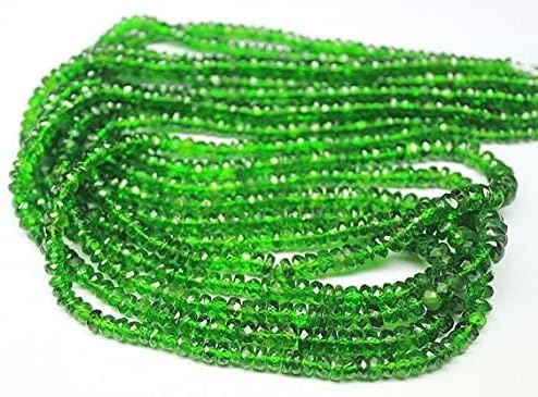 2 Strand Green Chrome Diopside Faceted Micro Rondelle Gemstone Loose Beads 16