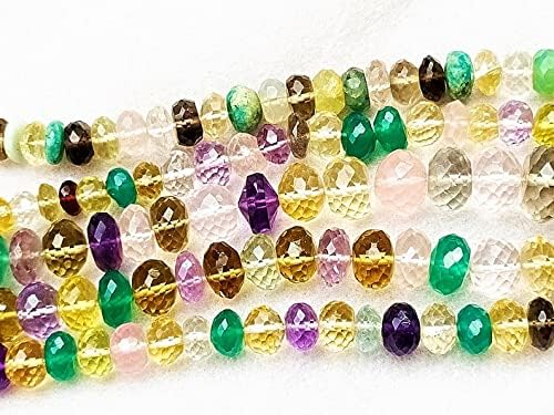 13 inch Strand of Natural gem Multi Gemstone, 8mm rondelle Faceted Beads for DIY Jewelry Making. | Beads_05482