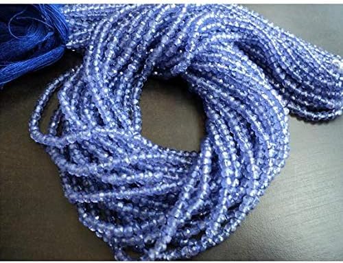 10 Strands, Wholesale Blue Coated Quartz Bead, Tanzanite Color, Micro Faceted Rondelle Beads, 4mm Beads, 14 Inches Each Code-HIGH-49625