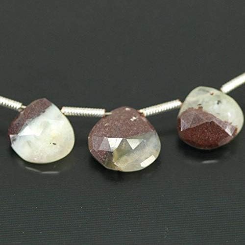 natural bi color green prehnite faceted heart drop gemstone loose craft beads strand 4