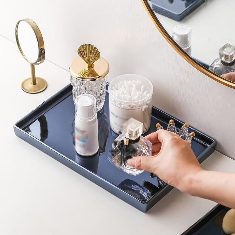 Tray Light Luxury Rectangular Tray B&B Hotel Bathroom Bathroom Wash Table Aromatherapy Cosmetics Storage Tray Serving Trays(B)