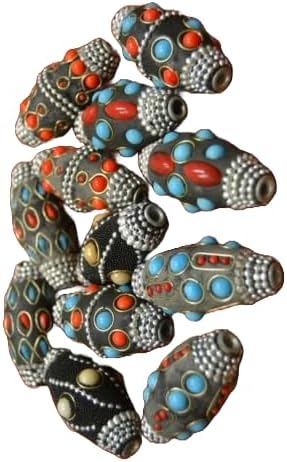 12 PCS Handmade ASSORT LAC Metal Beading Beads #548 Fast Free Supply