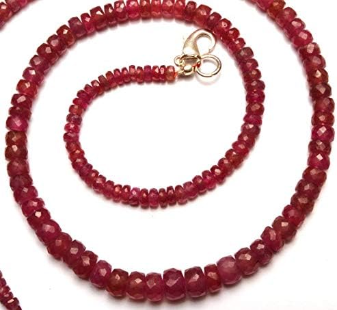 Super Rare Pink Sapphire 3 to 7MM Faceted Rondelle Beads 18 Inch Full Strand Pink Sapphire Super Quality Beads Finished Necklace